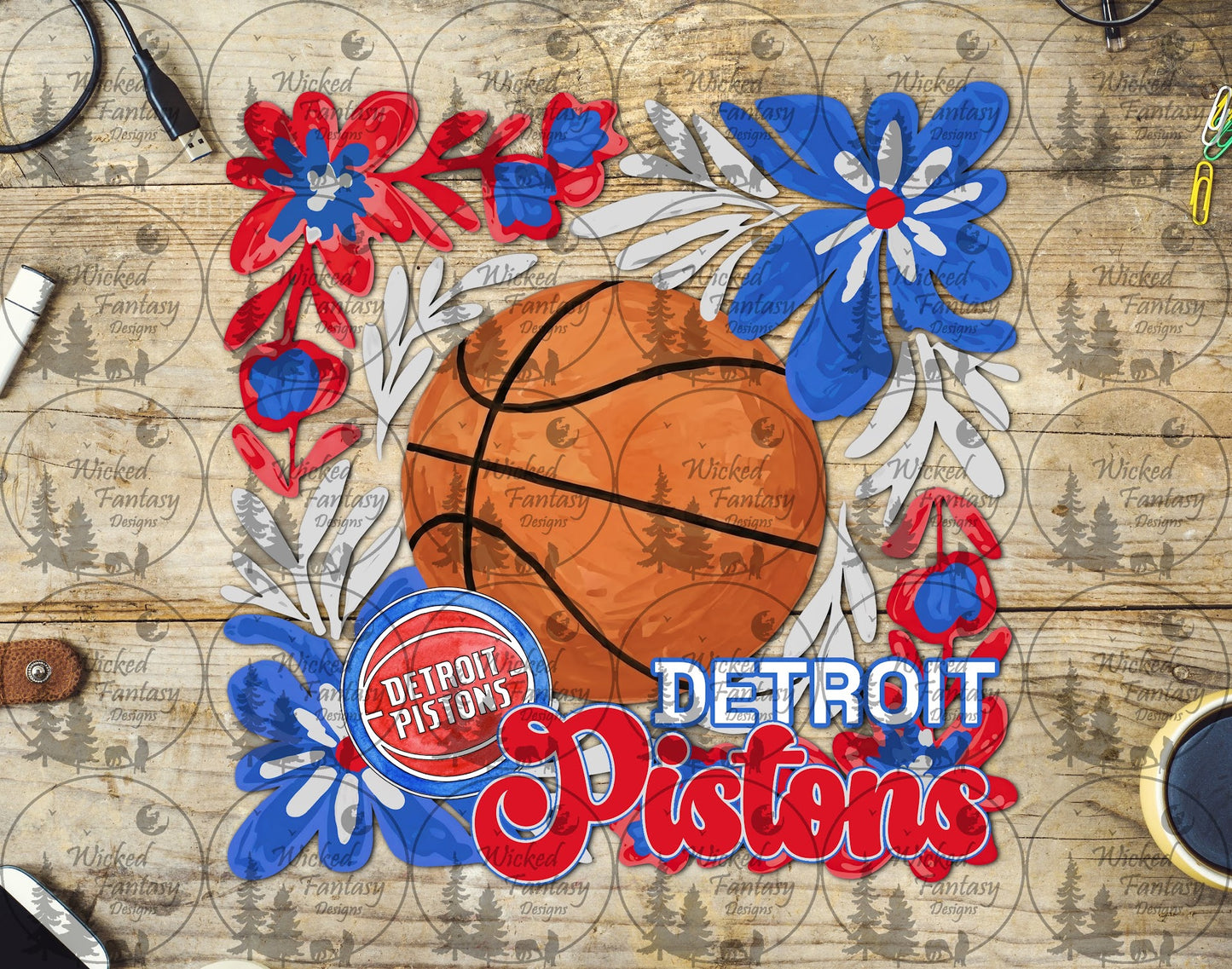 UVDTF Basketball Floral Detroit