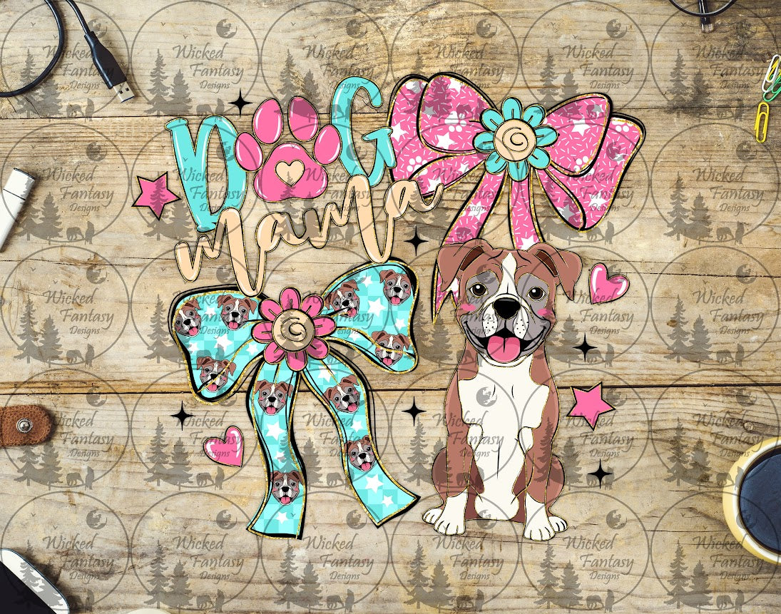 UVDTF Coquette Dog Mama and Bows Boxer