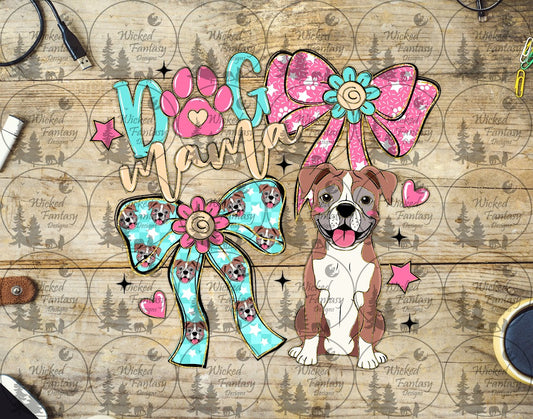UVDTF Coquette Dog Mama and Bows Boxer