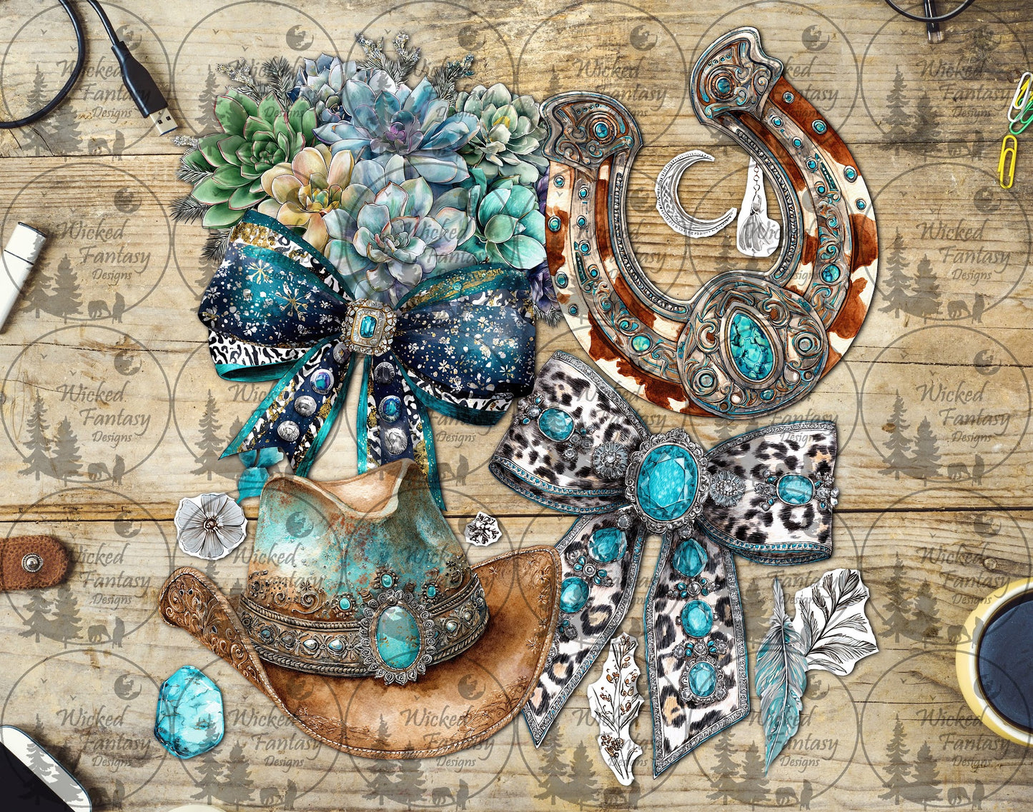 UVDTF Coquette Cowgirl Bow Collage