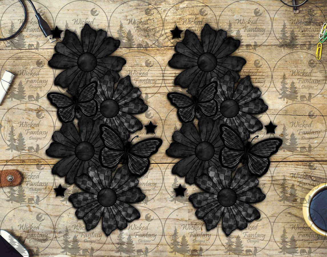 UVDTF Black Butterflies and Florals
