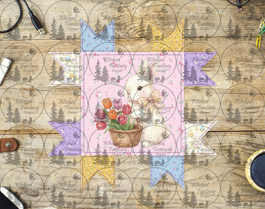 UVDTF Bunny and Patchwork Quilt