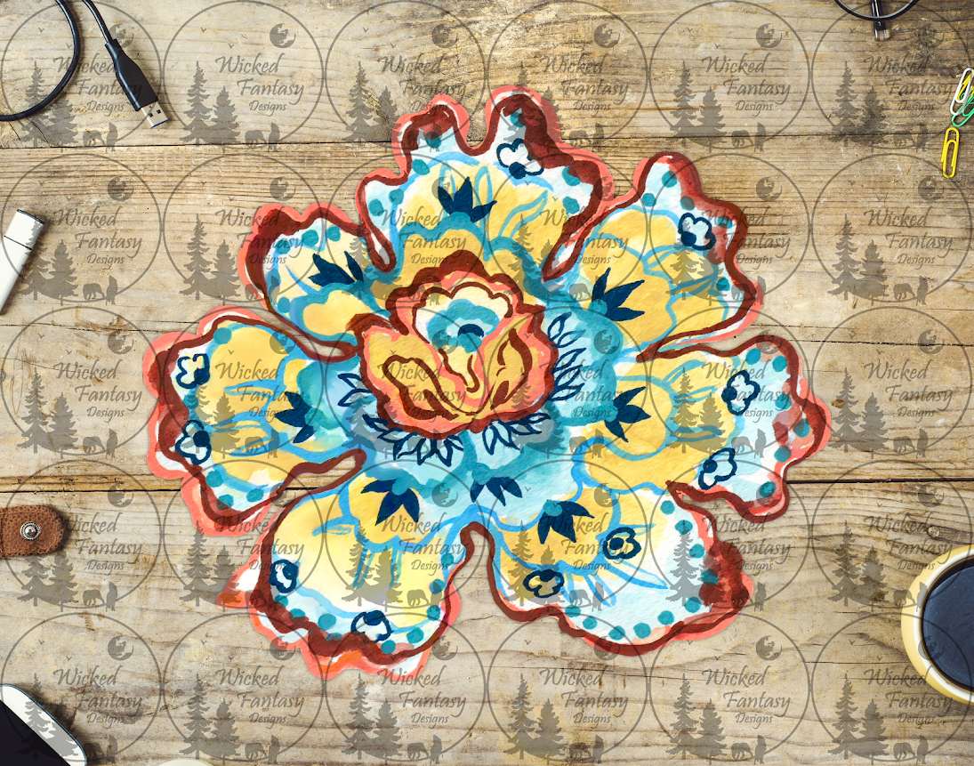 UVDTF Sunburst Folk Art Flower