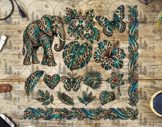 UVDTF Elephant Orchid And Moth Jungle Element Sheet