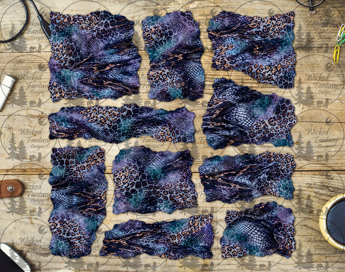 UVDTF Purple Teal Ripped Pages Element Sheet