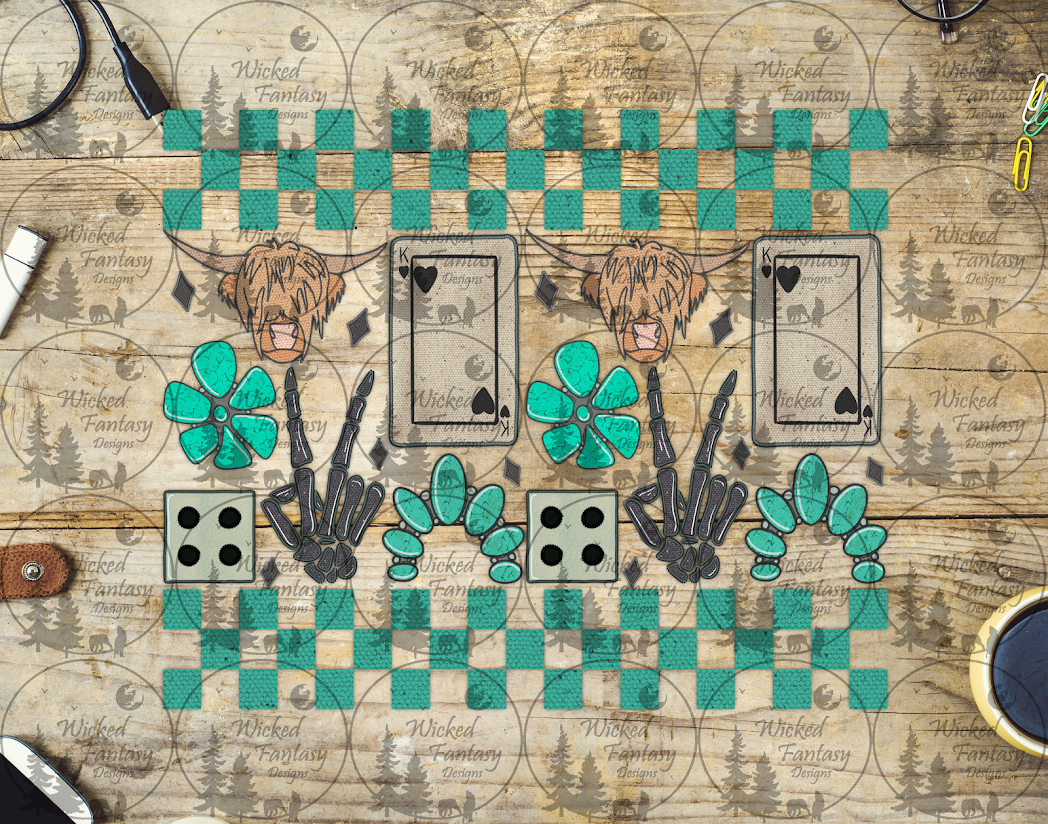 UVDTF Highland Cow Checkered 20oz 30oz 10"x10" Element