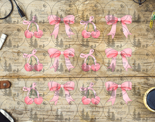 UVDTF Pink Cherries and Bows 6x7" Element