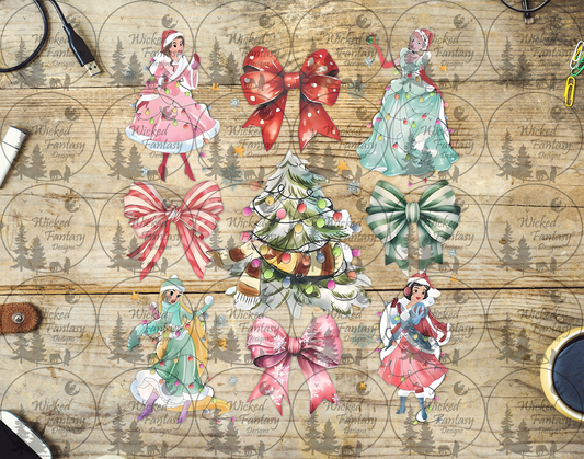UVDTF Christmas Princess and Bows 6x7" Element