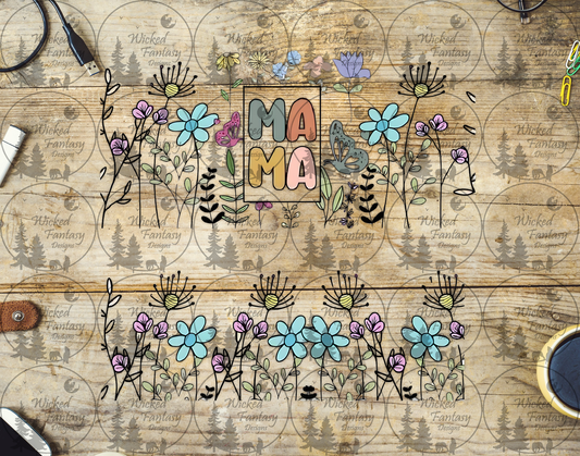 UVDTF Mama Line Art Flowers 20oz 30oz 10"x10"