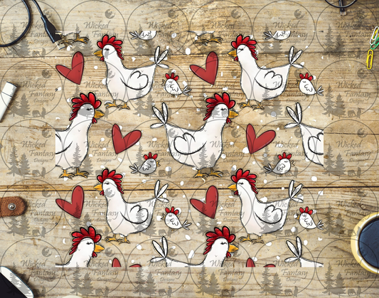 UVDTF Chickens and Hearts 20oz 30oz 10"x10"