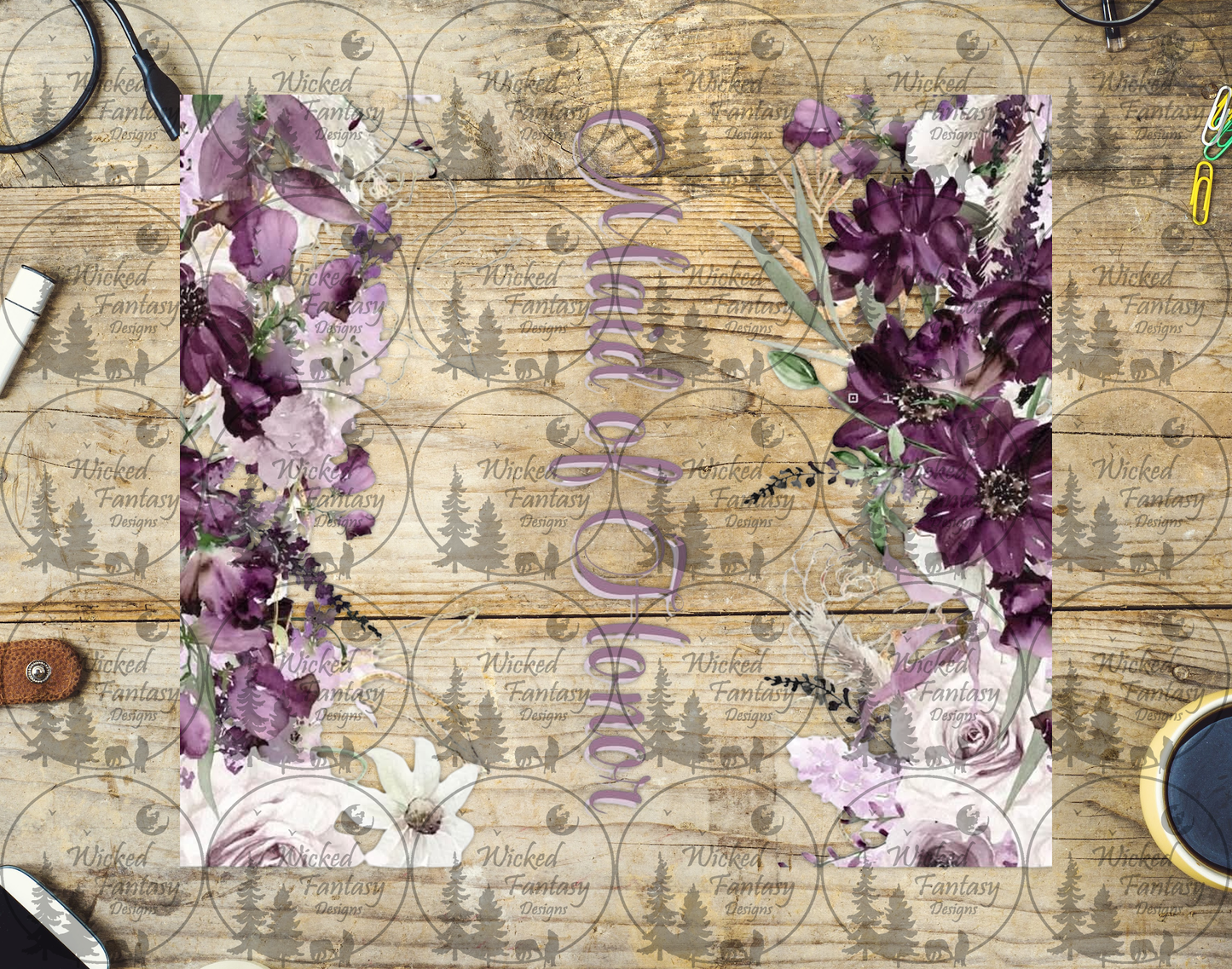 UVDTF Maid of Honor Magenta Floral Arrangement 20oz 30oz 10"x10"