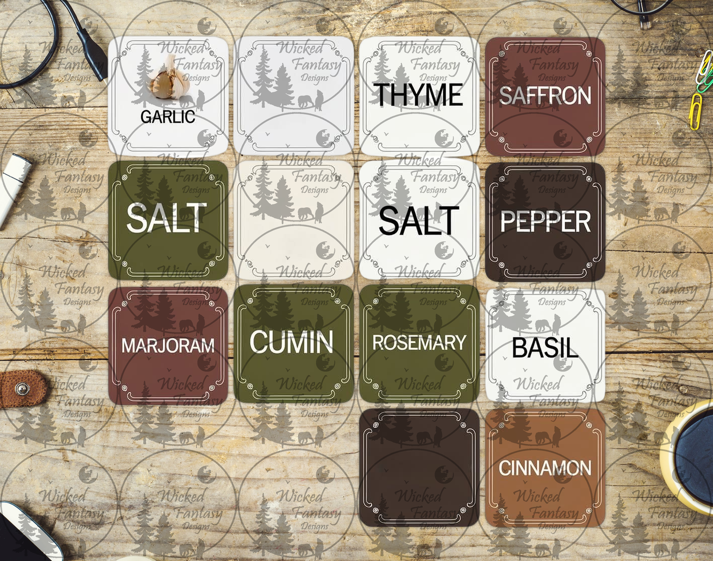 UVDTF Square Spice Labels 10"x10"