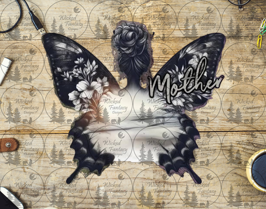 UVDTF Mother Butterfly Silhouette