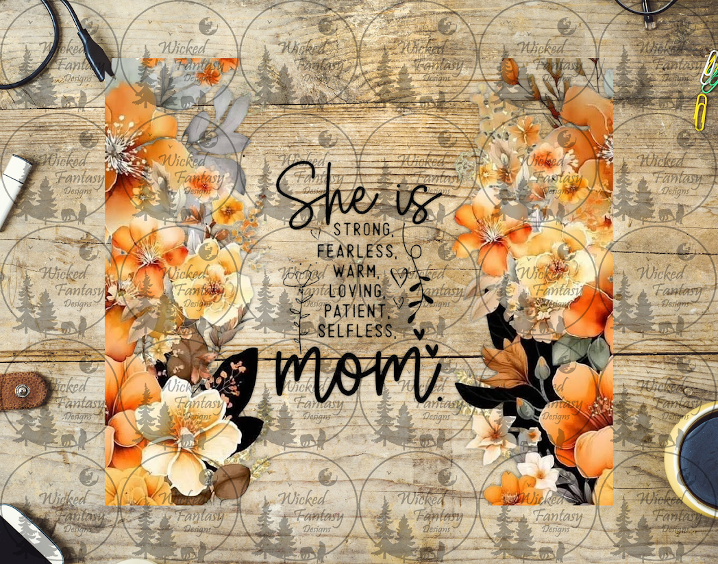 UVDTF She is Mom Floral 20oz 30oz 10"x10"