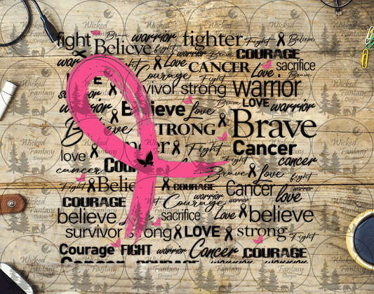 UVDTF Breast Cancer Warrior Collage 20oz 30oz 10"x10" Element