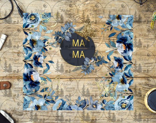 UVDTF Blue Watercolor Flowers Mama 20oz 30oz 10"x10" Element