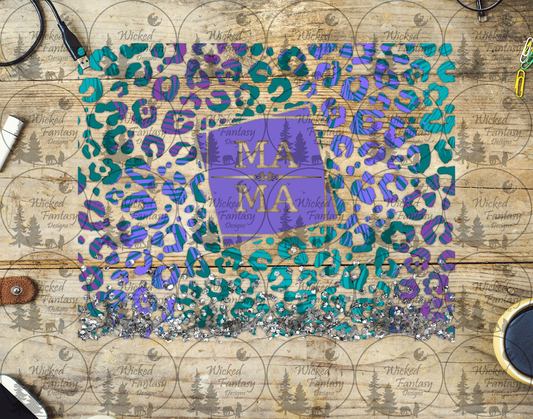 UVDTF Purple and Teal Leopard Mama 20oz 30oz 10"x10" Element