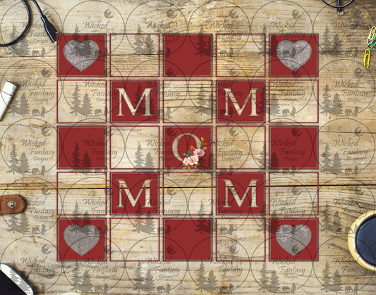 UVDTF Mom Checkerboard Hearts 20oz 30oz 10"x10" Element