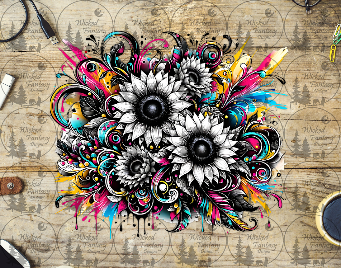 UVDTF Neon Graffiti Sunflowers