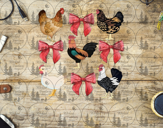 UVDTF Watercolor Chickens and Bows