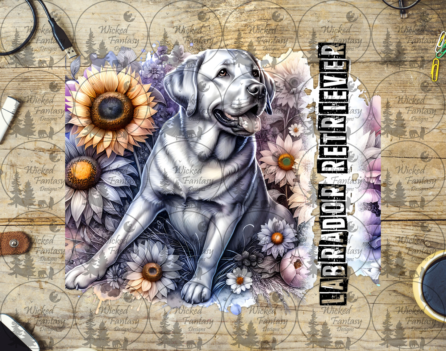 UVDTF Labrador Retriever Pastel Sunflowers