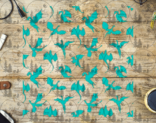 UVDTF Flying Dragon Silhouettes 20oz 30oz 10"x10" Element