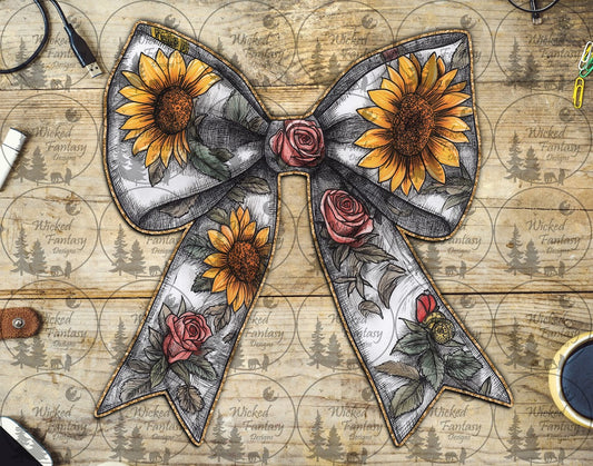 UVDTF Grey Grunge Sunflower Bow