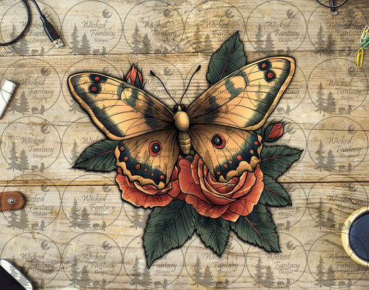 UVDTF Moth with Florals