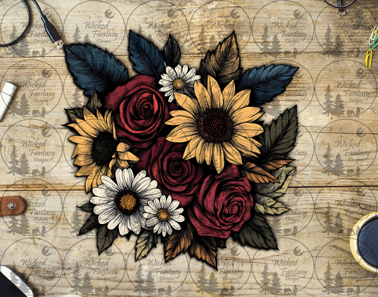 UVDTF Sunflowers and Red Roses