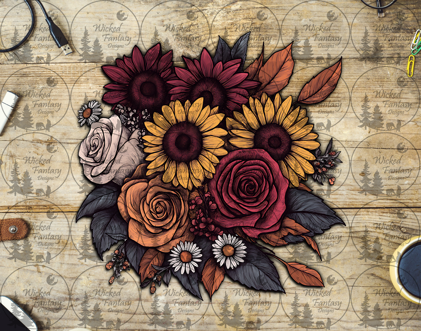 UVDTF Sunflowers and Roses