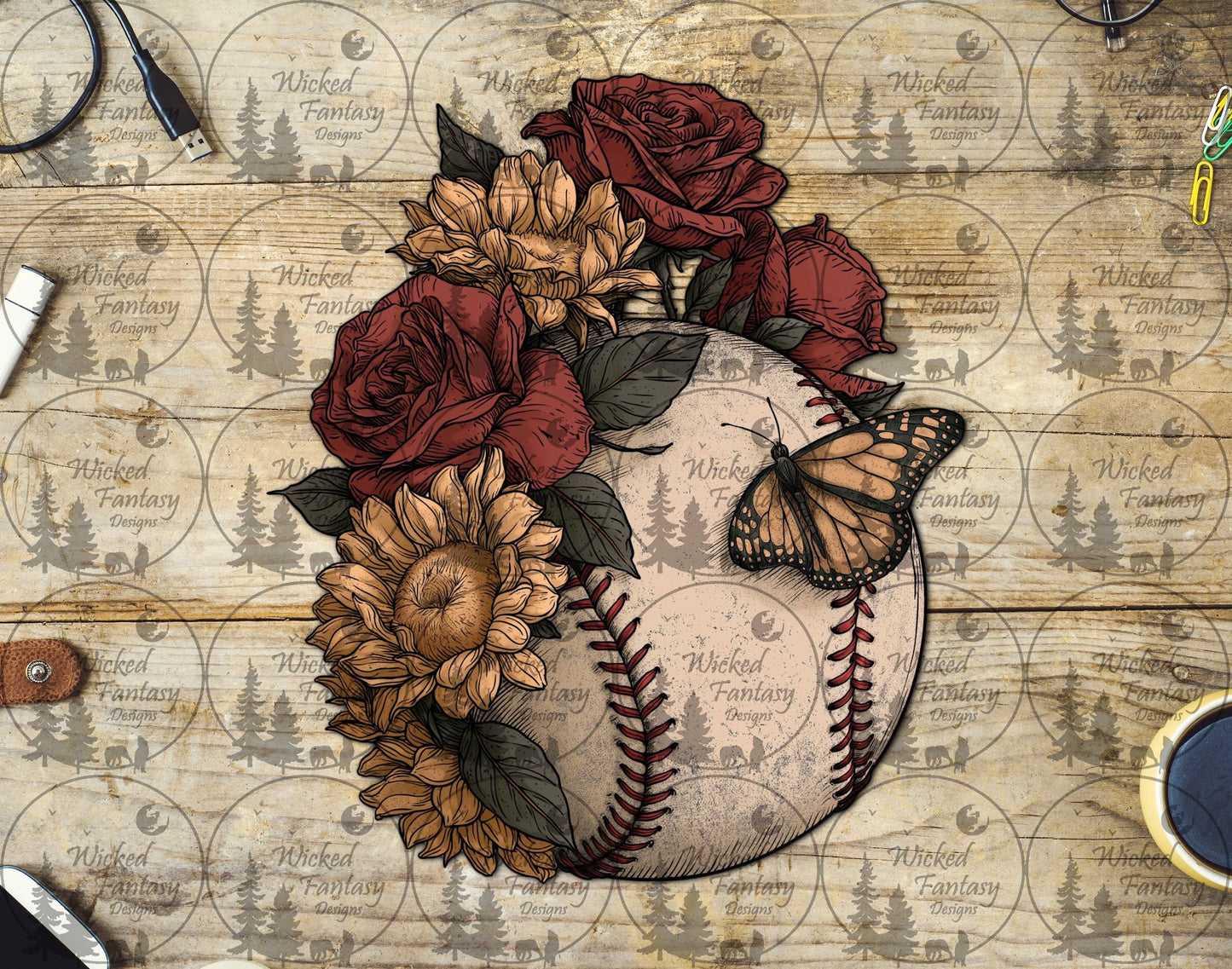 UVDTF Baseball with Florals