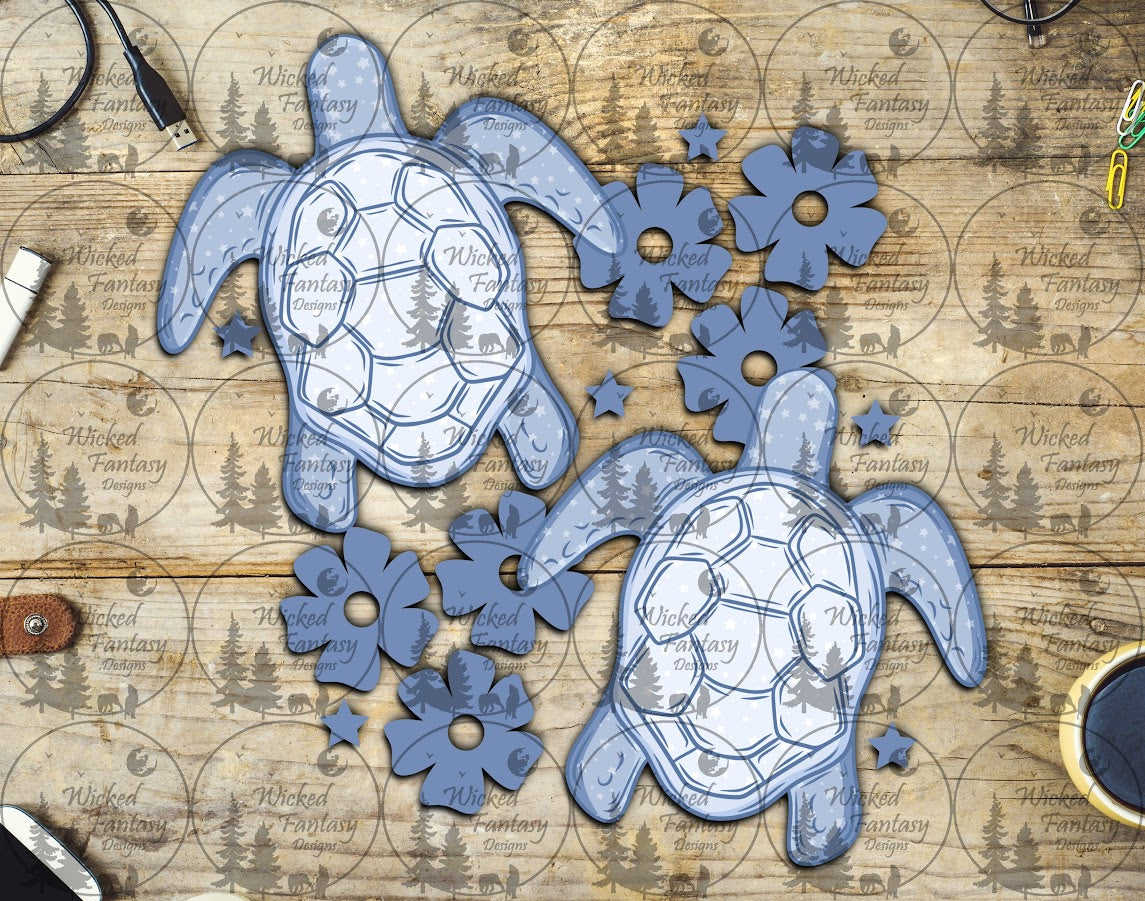 UVDTF Dusty Blue Sea Turtles