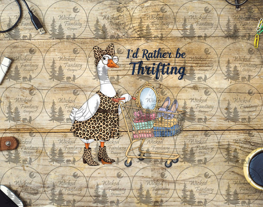 UVDTF I'd Rather Be Thrifting Leopard Print Goose