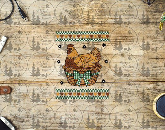 UVDTF Hen in a Basket Checkered Hearts