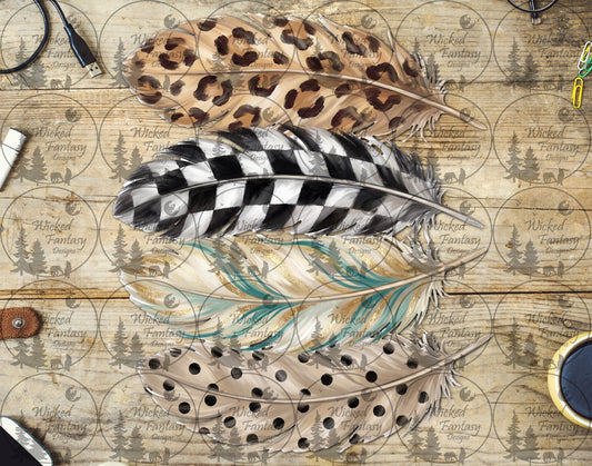 UVDTF Leopard and Checkered Feathers