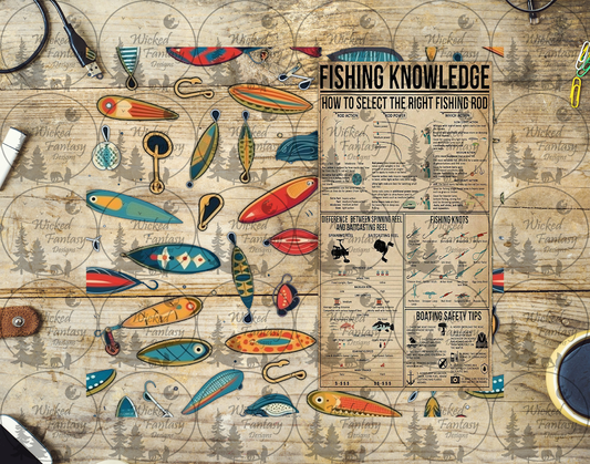 UVDTF Fishing Knowledge 20oz 30oz 10"x10" Element