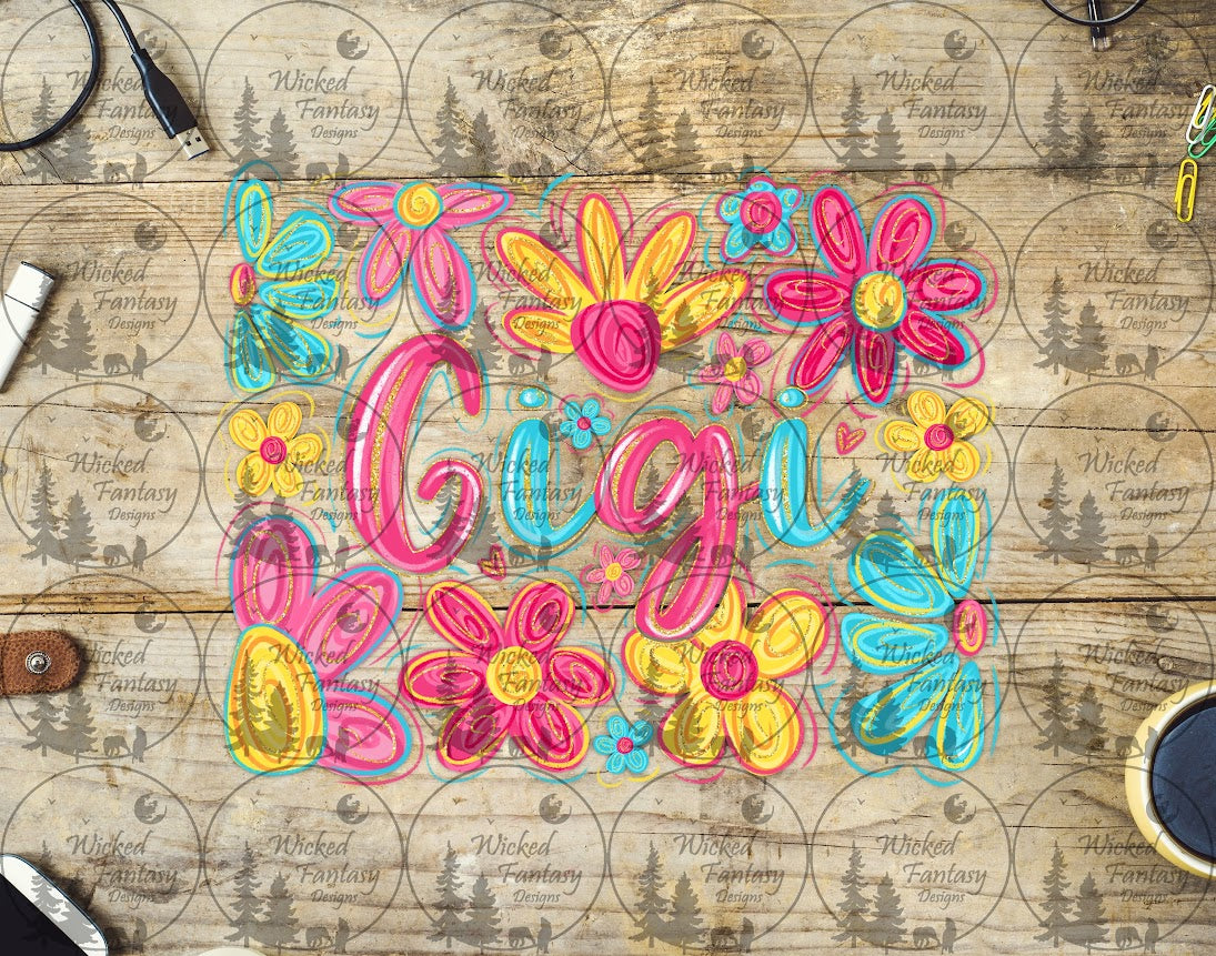 UVDTF Pink Brushstroke Floral Gigi