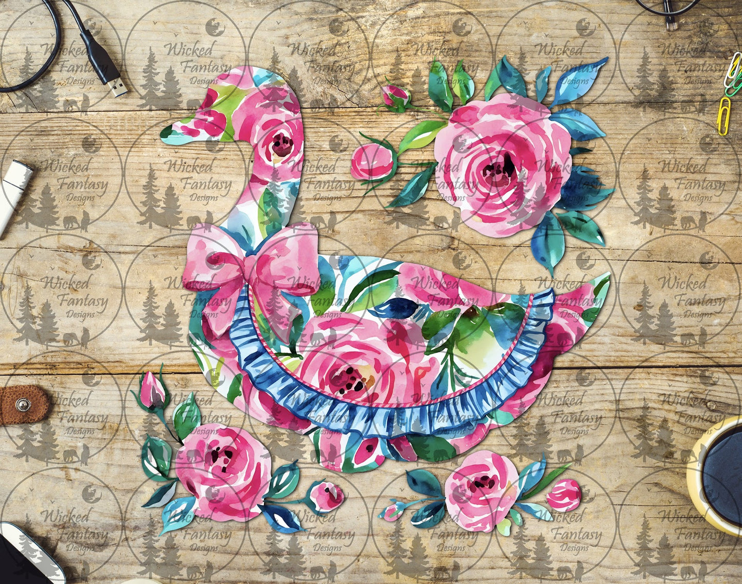 UVDTF Pink Floral Goose