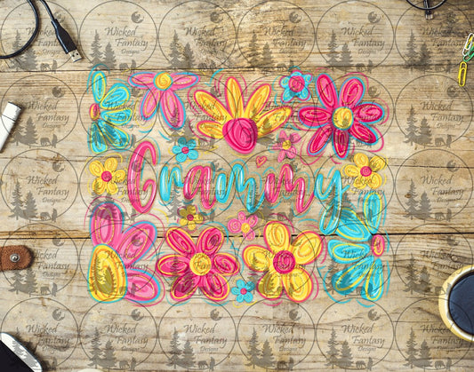 UVDTF Pink Brushstroke Floral Grammy