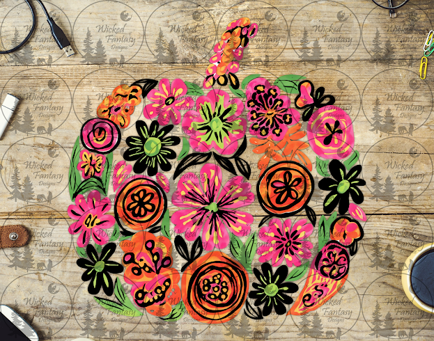 UVDTF Floral Pumpkin