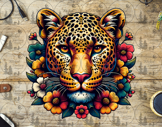 UVDTF Leopard with Flowers