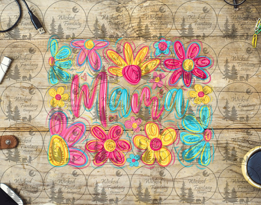 UVDTF Pink Brushstroke Floral Mama