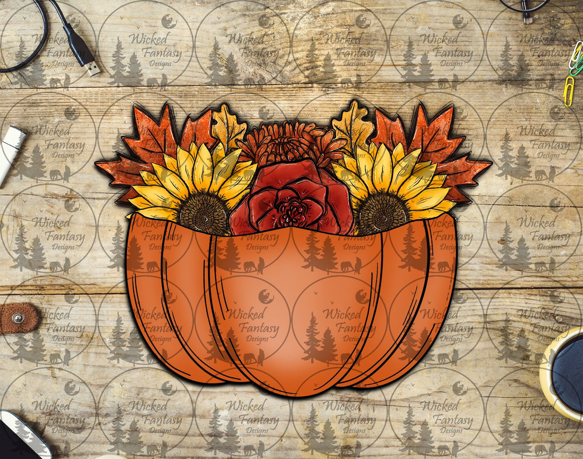 UVDTF Pumpkin Sunflowers and Rose