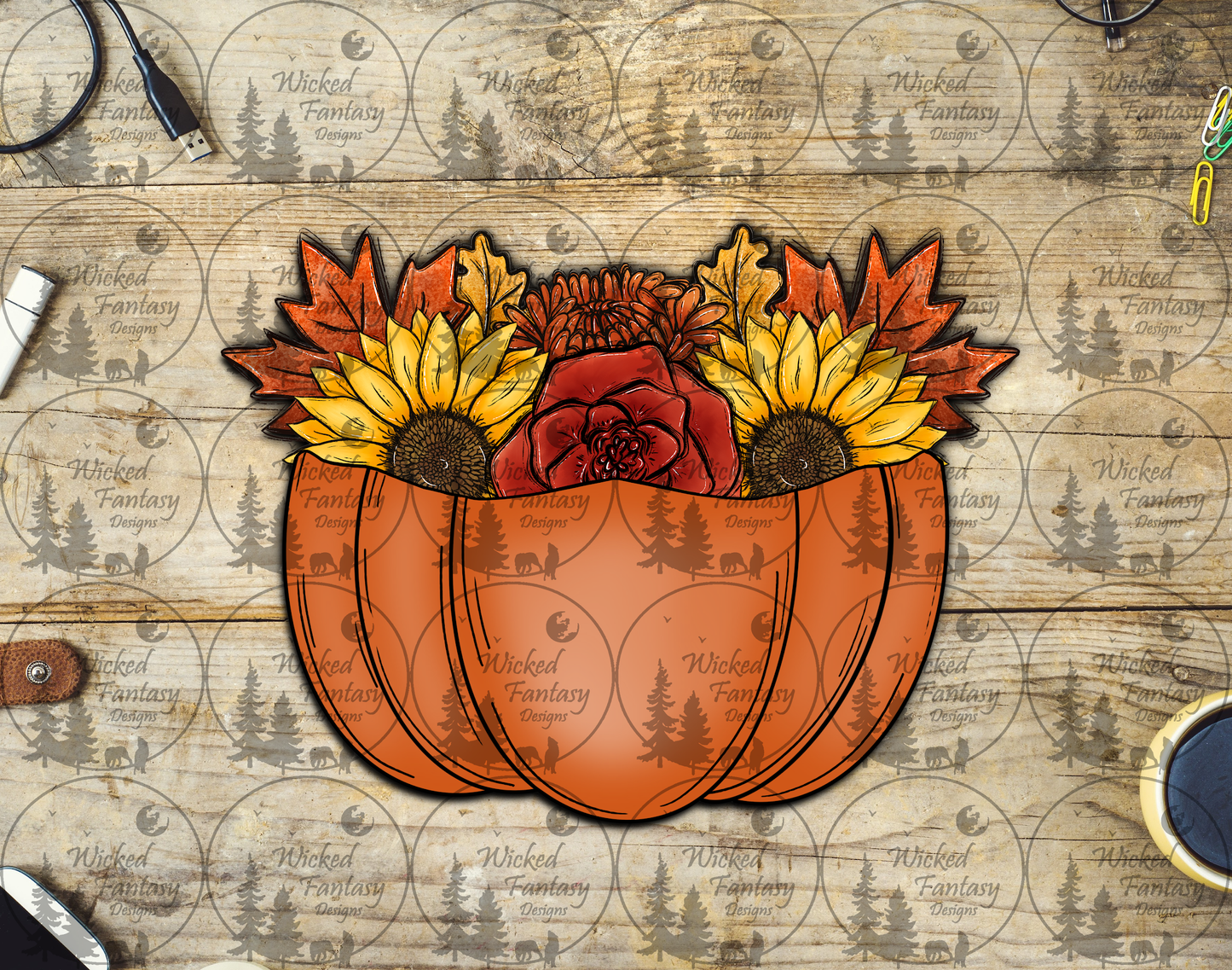 UVDTF Pumpkin Bowl with Florals