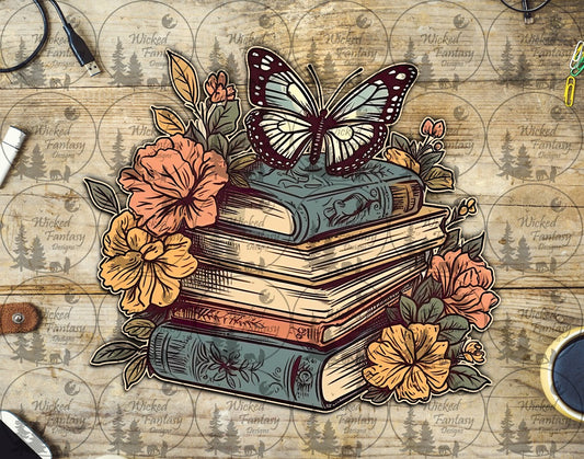 UVDTF Butterfly Book Stack