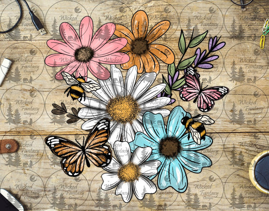 UVDTF Daisies Butterflies and Bees