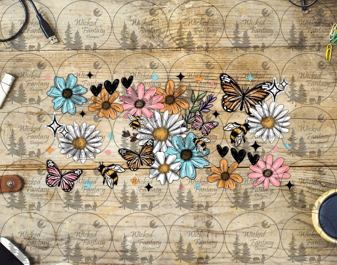 UVDTF Daisies Butterflies and Bees 16oz 40oz