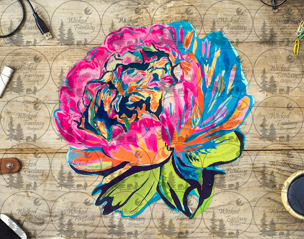 UVDTF Rainbow Painted Peony