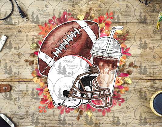 UVDTF Football Helmet and Coffee