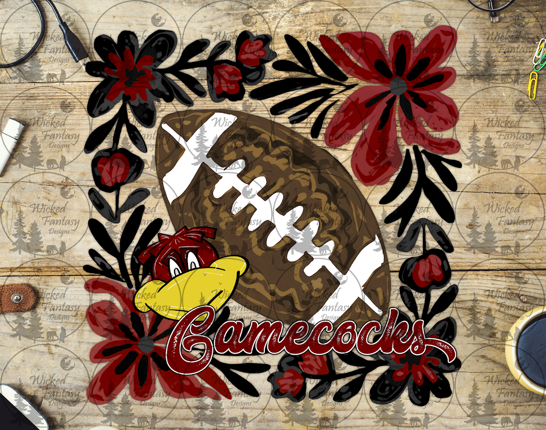 UVDTF Floral Football Gamecock